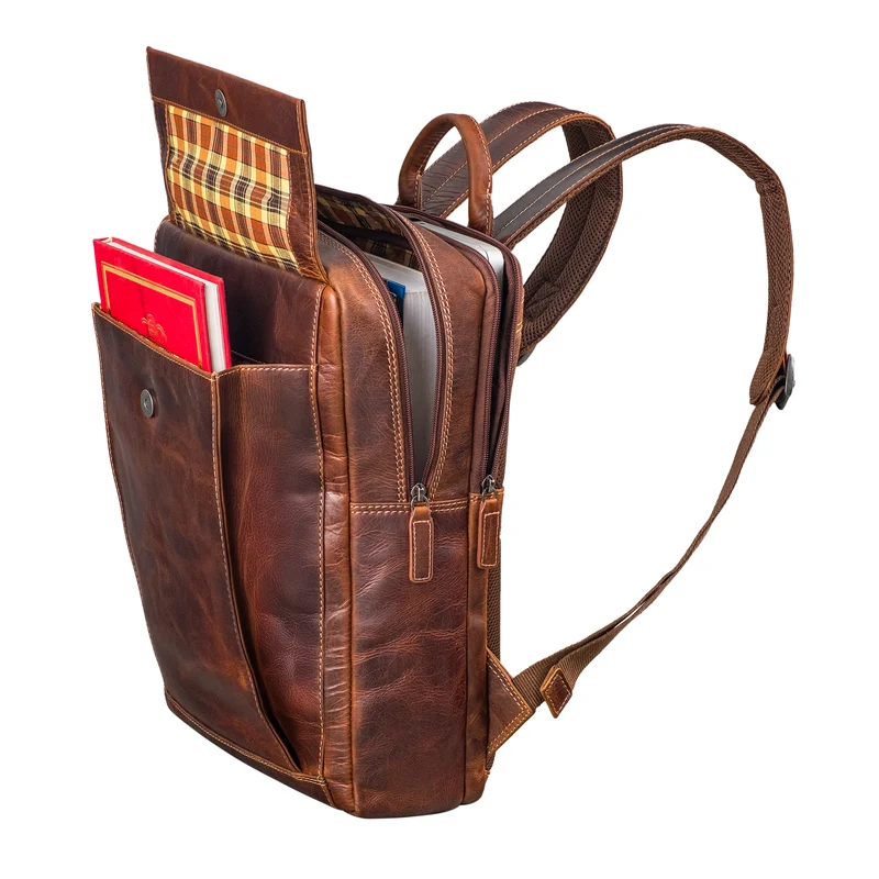 "Eliano" Echt Lederrucksack Damen Herren mit Laptopfach 15 - 16 Zoll
