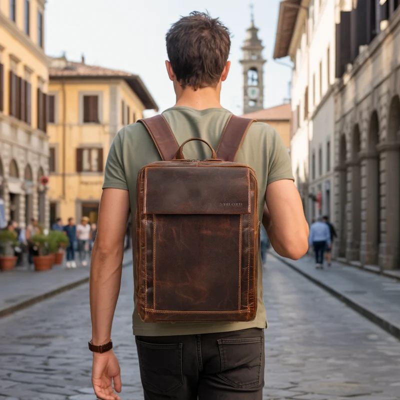 "Eliano" Echt Lederrucksack Damen Herren mit Laptopfach 15 - 16 Zoll