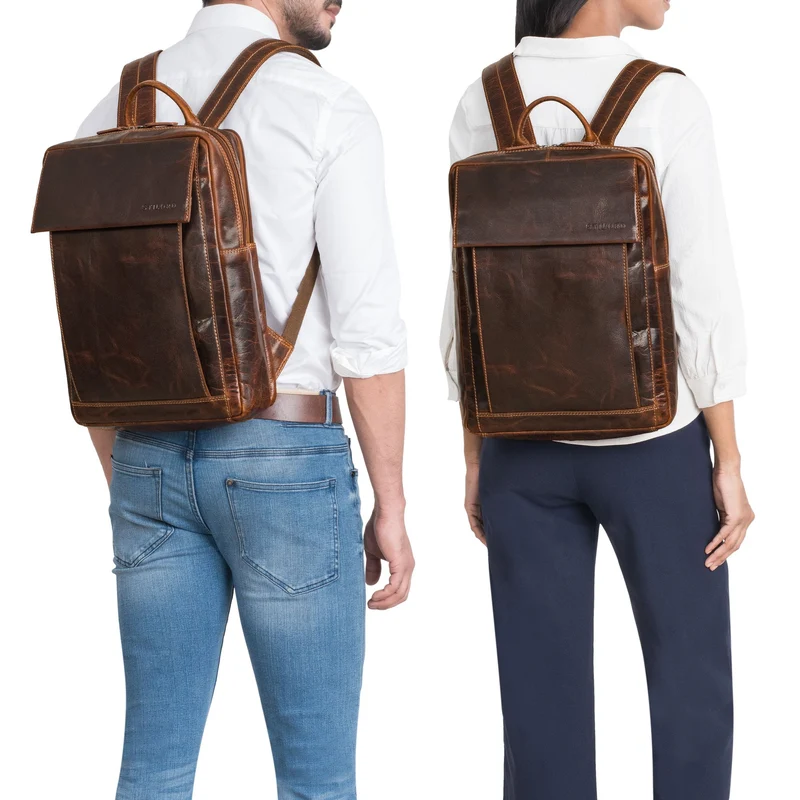 "Eliano" Echt Lederrucksack Damen Herren mit Laptopfach 15 - 16 Zoll