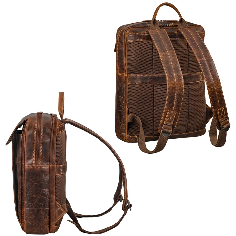 "Eliano" Echt Lederrucksack Damen Herren mit Laptopfach 15 - 16 Zoll