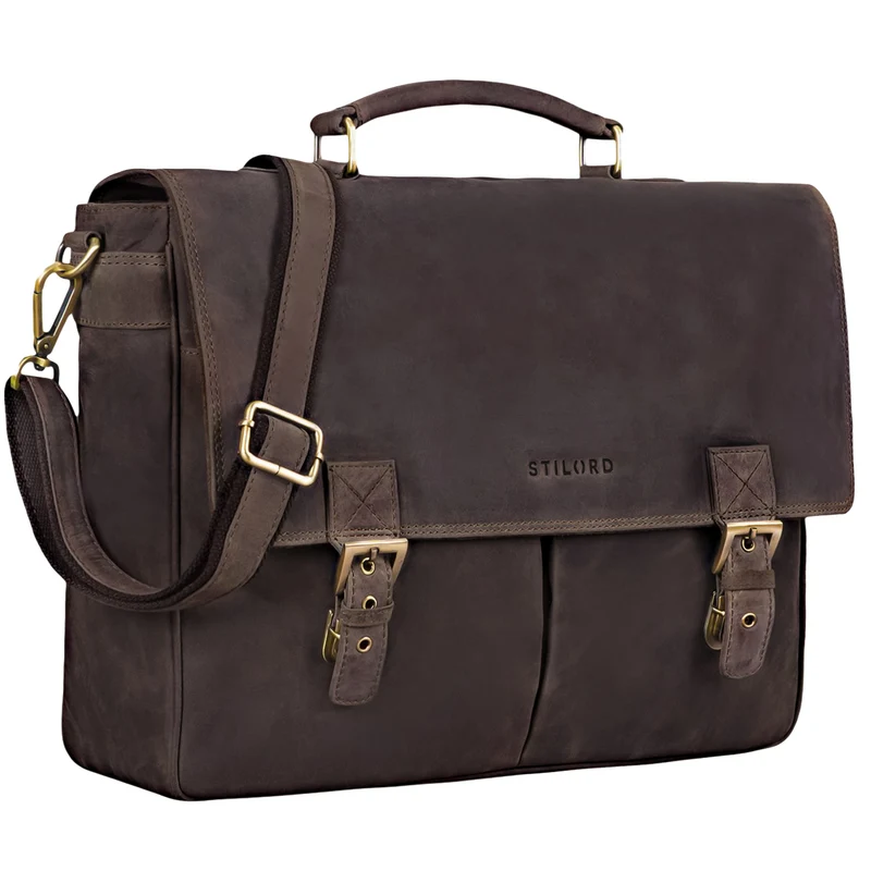 "Toledo" Vintage Echtleder Aktentasche Herren für 15.6 - 16 Zoll
