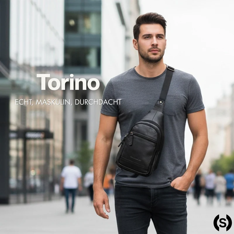 "Torino" Stylishe Sling Bag Herren Leder Crossbody Bab für Tablet 8,3 Zoll