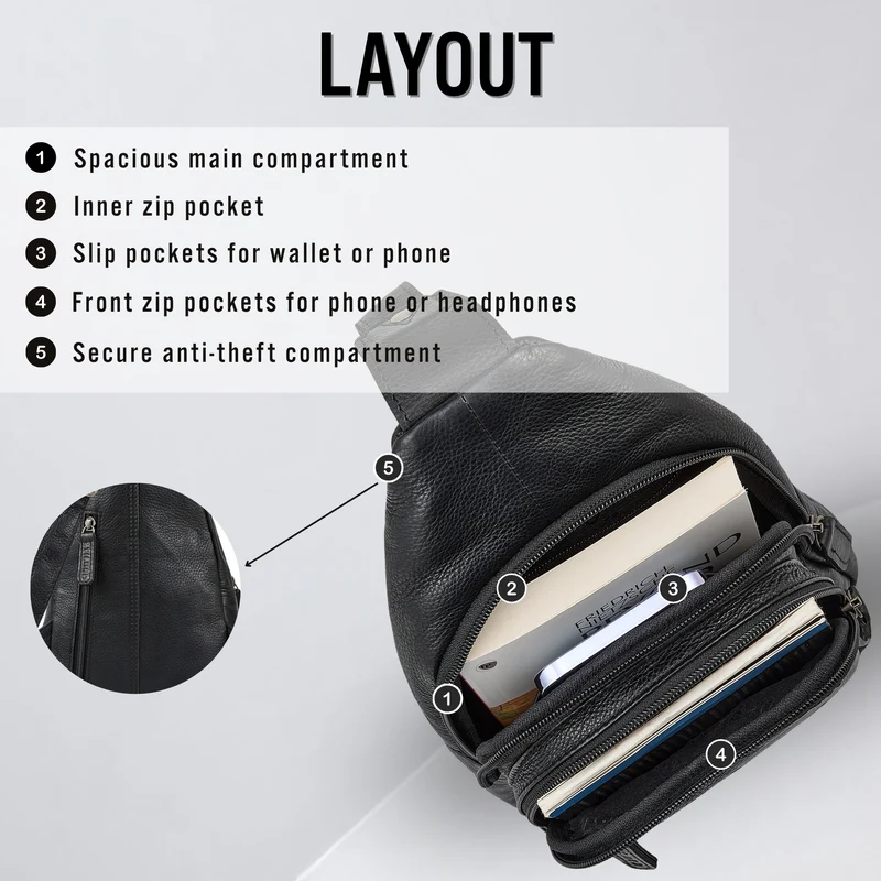 "Torino" Stylishe Sling Bag Herren Leder Crossbody Bab für Tablet 8,3 Zoll