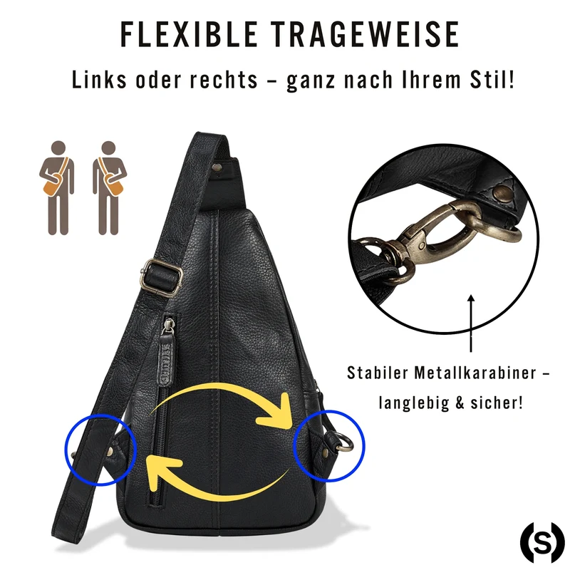 "Torino" Stylishe Sling Bag Herren Leder Crossbody Bab für Tablet 8,3 Zoll