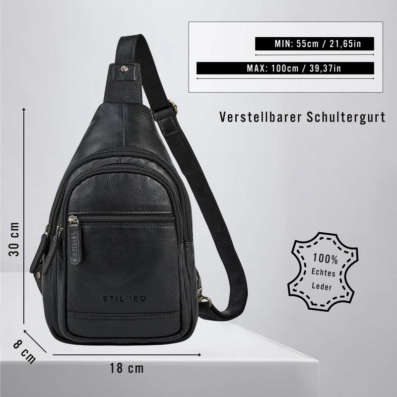 "Torino" Stylishe Sling Bag Herren Leder Crossbody Bab für Tablet 8,3 Zoll