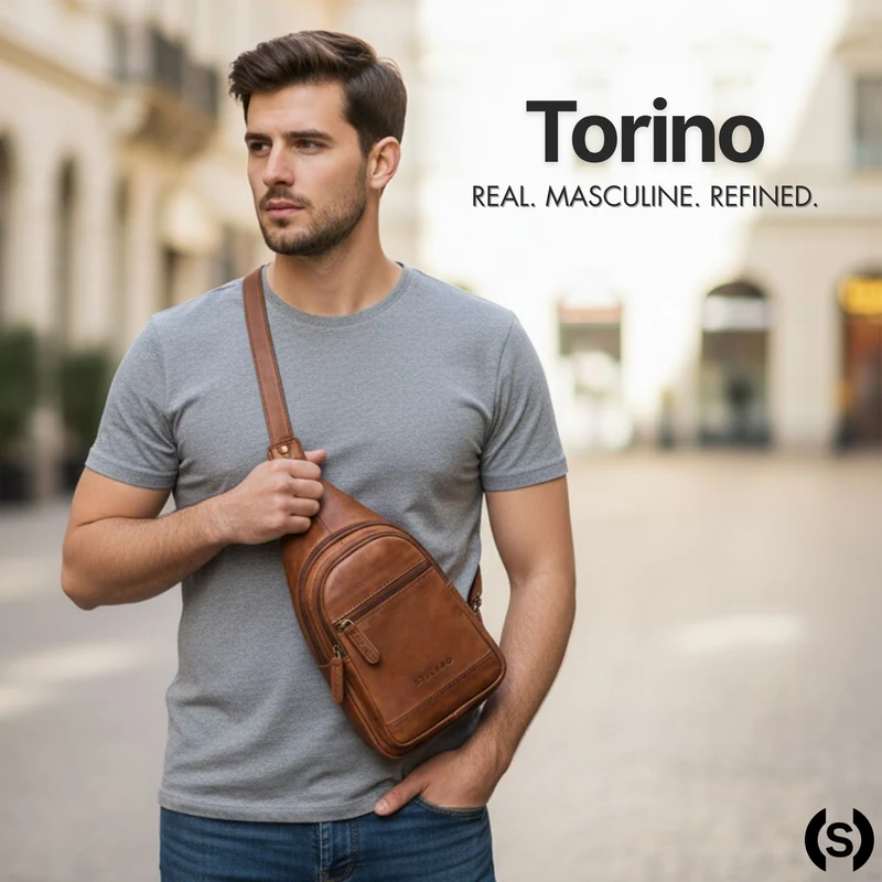 "Torino" Stylishe Sling Bag Herren Leder Crossbody Bab für Tablet 8,3 Zoll