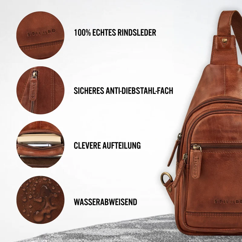 "Torino" Stylishe Sling Bag Herren Leder Crossbody Bab für Tablet 8,3 Zoll