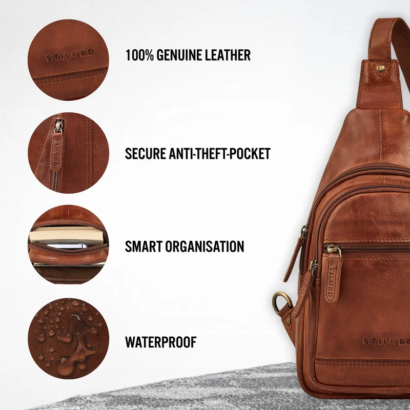 "Torino" Stylishe Sling Bag Herren Leder Crossbody Bab für Tablet 8,3 Zoll
