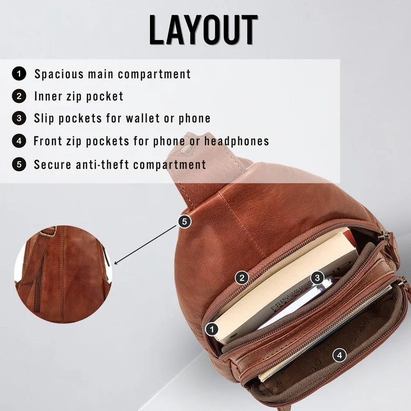 "Torino" Stylishe Sling Bag Herren Leder Crossbody Bab für Tablet 8,3 Zoll