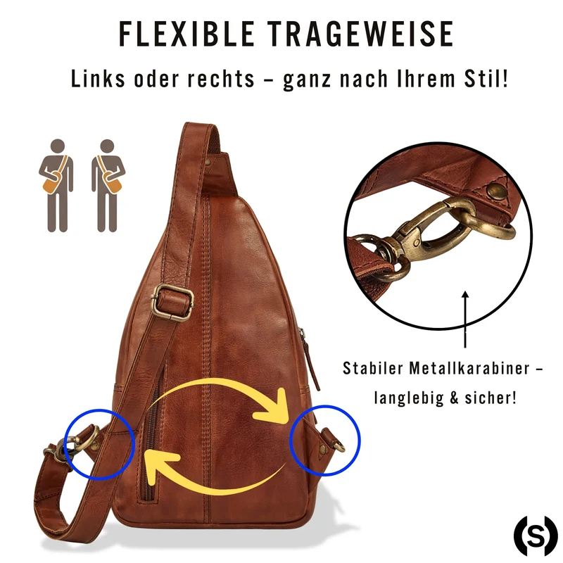 "Torino" Stylishe Sling Bag Herren Leder Crossbody Bab für Tablet 8,3 Zoll