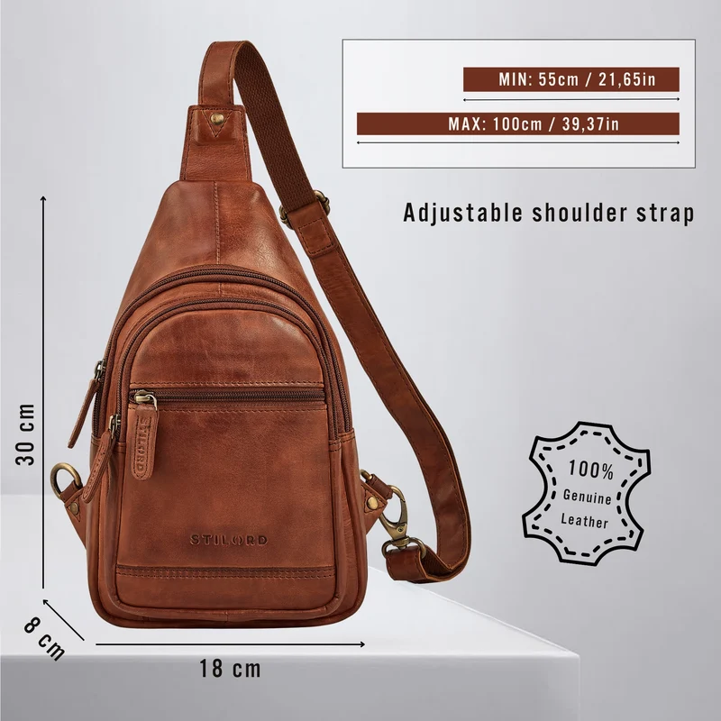 "Torino" Stylishe Sling Bag Herren Leder Crossbody Bab für Tablet 8,3 Zoll