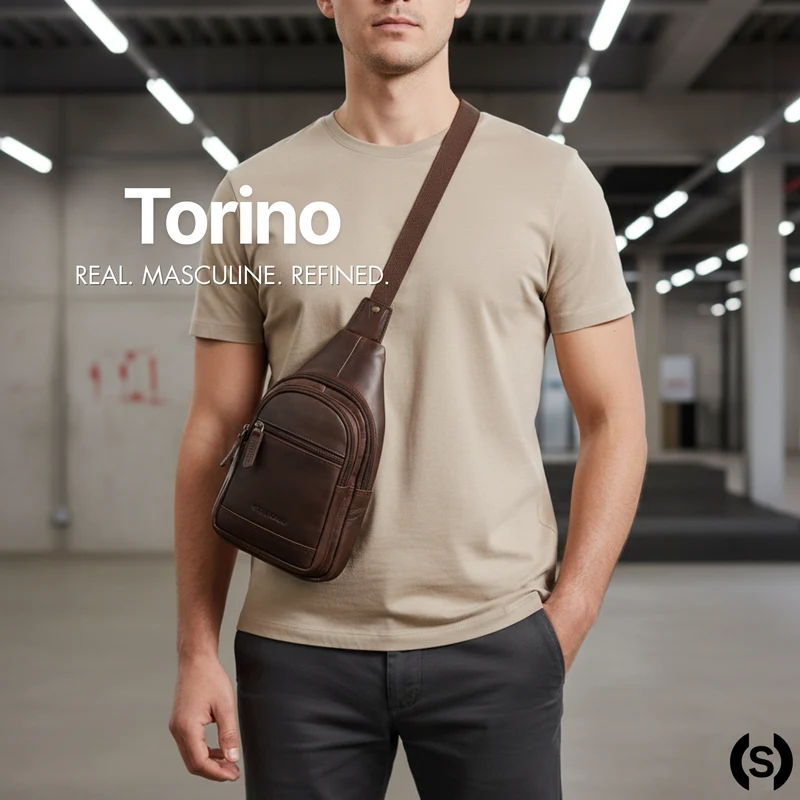 "Torino" Stylishe Sling Bag Herren Leder Crossbody Bab für Tablet 8,3 Zoll