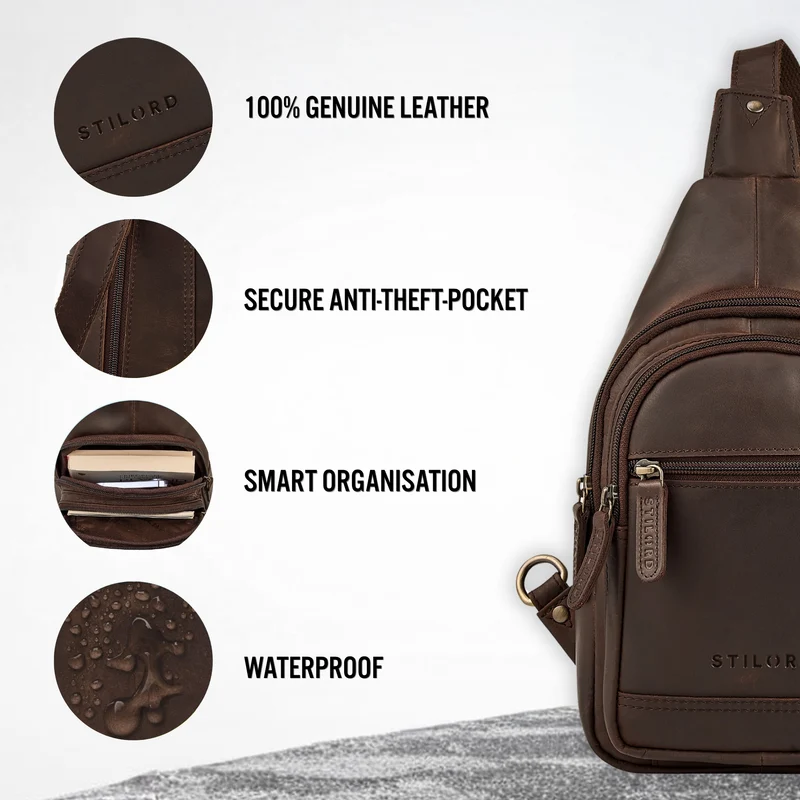"Torino" Stylishe Sling Bag Herren Leder Crossbody Bab für Tablet 8,3 Zoll