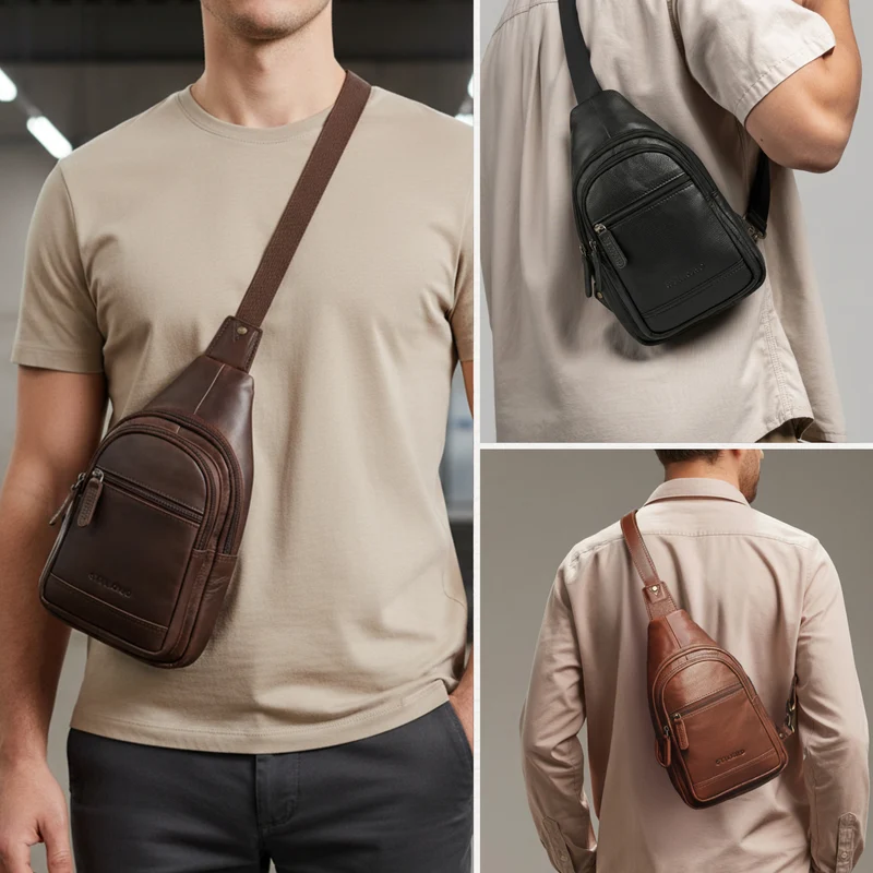 "Torino" Stylishe Sling Bag Herren Leder Crossbody Bab für Tablet 8,3 Zoll