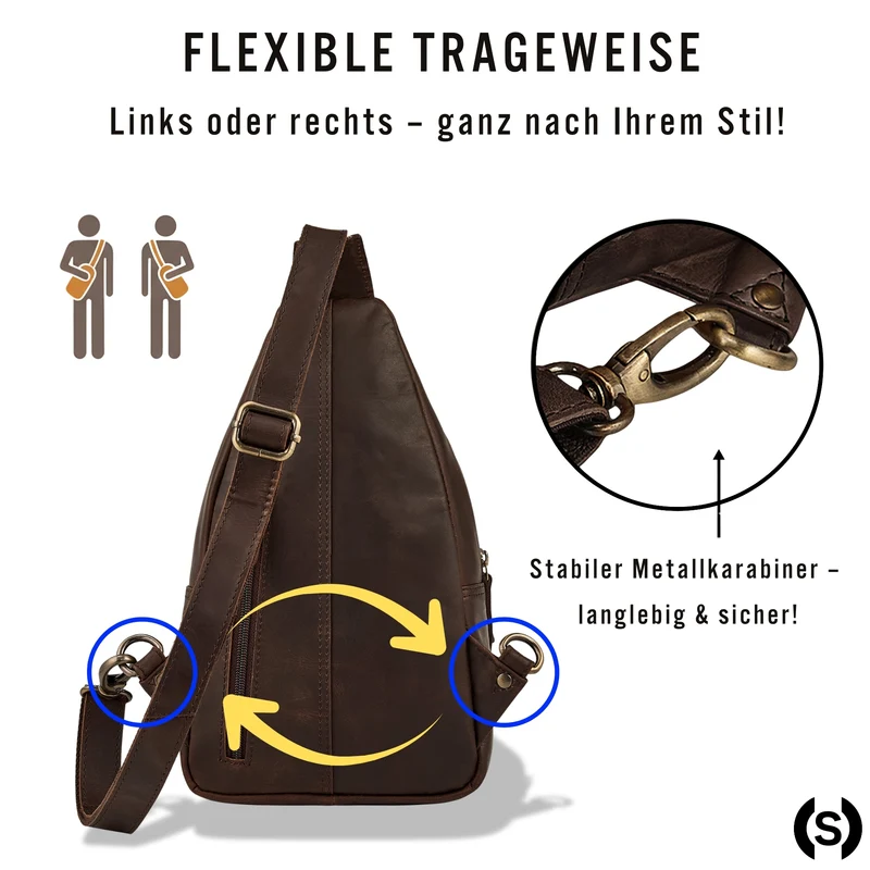 "Torino" Stylishe Sling Bag Herren Leder Crossbody Bab für Tablet 8,3 Zoll