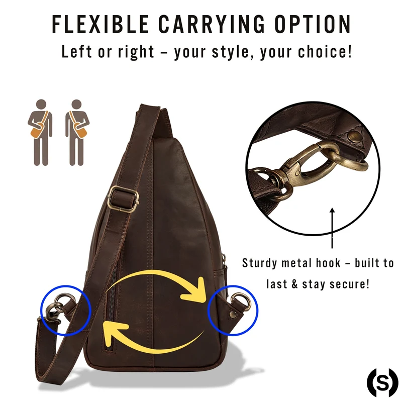 "Torino" Stylishe Sling Bag Herren Leder Crossbody Bab für Tablet 8,3 Zoll