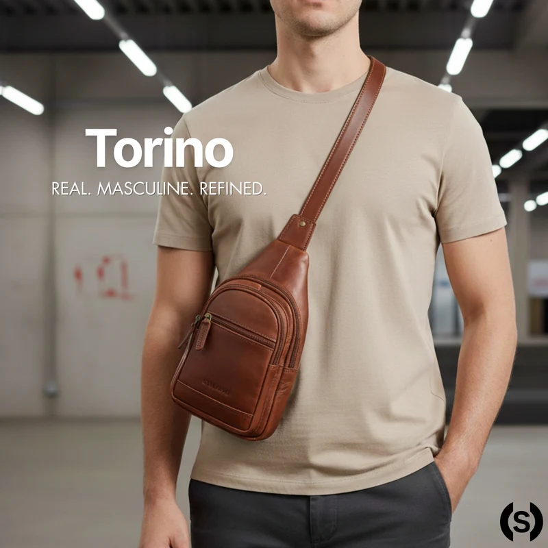 "Torino" Stylishe Sling Bag Herren Leder Crossbody Bab für Tablet 8,3 Zoll
