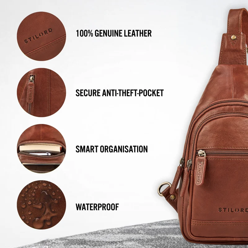 "Torino" Stylishe Sling Bag Herren Leder Crossbody Bab für Tablet 8,3 Zoll