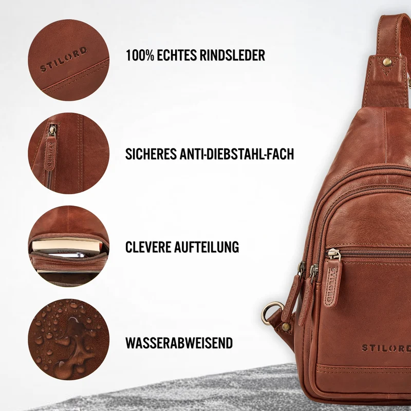 "Torino" Stylishe Sling Bag Herren Leder Crossbody Bab für Tablet 8,3 Zoll