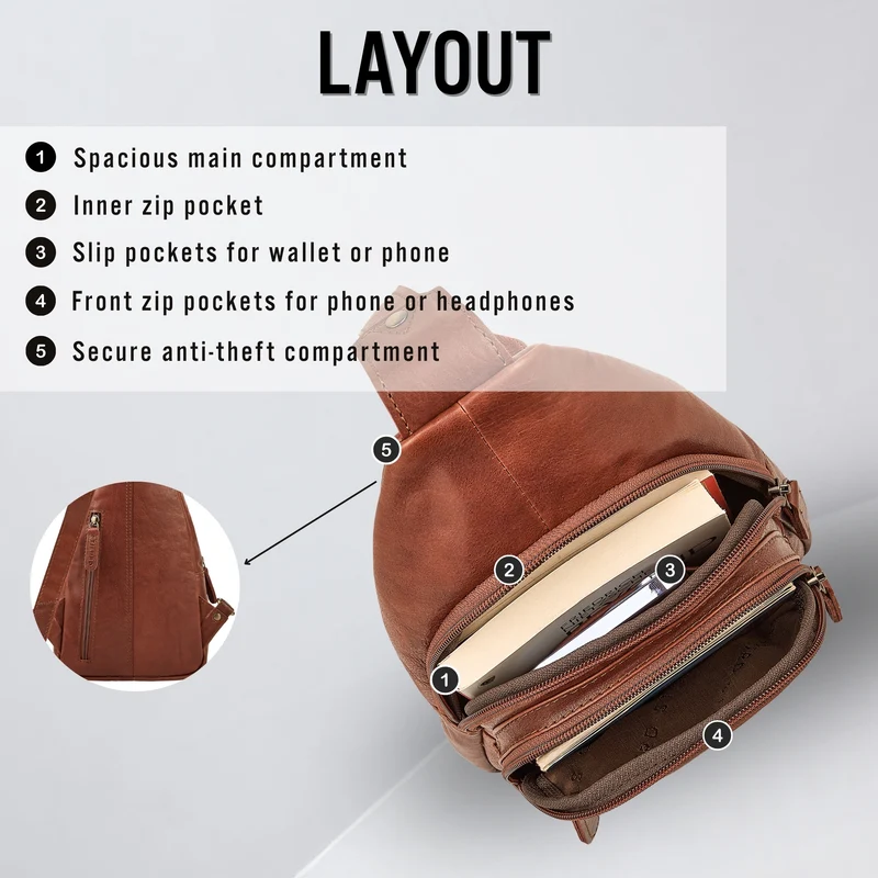"Torino" Stylishe Sling Bag Herren Leder Crossbody Bab für Tablet 8,3 Zoll