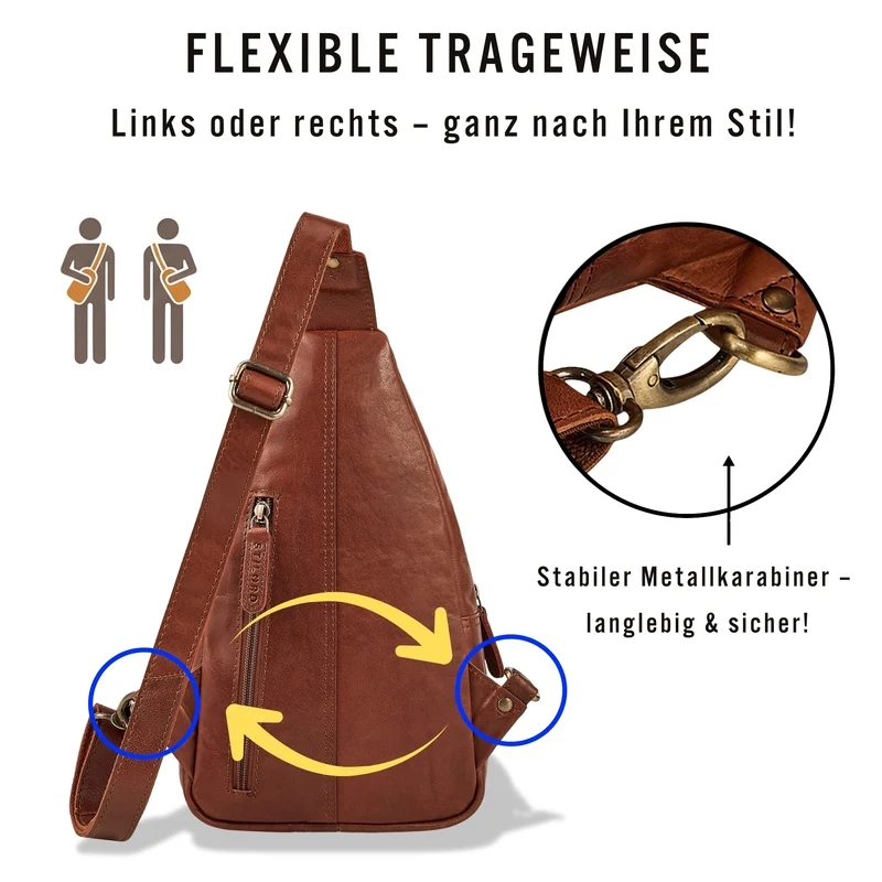 "Torino" Stylishe Sling Bag Herren Leder Crossbody Bab für Tablet 8,3 Zoll
