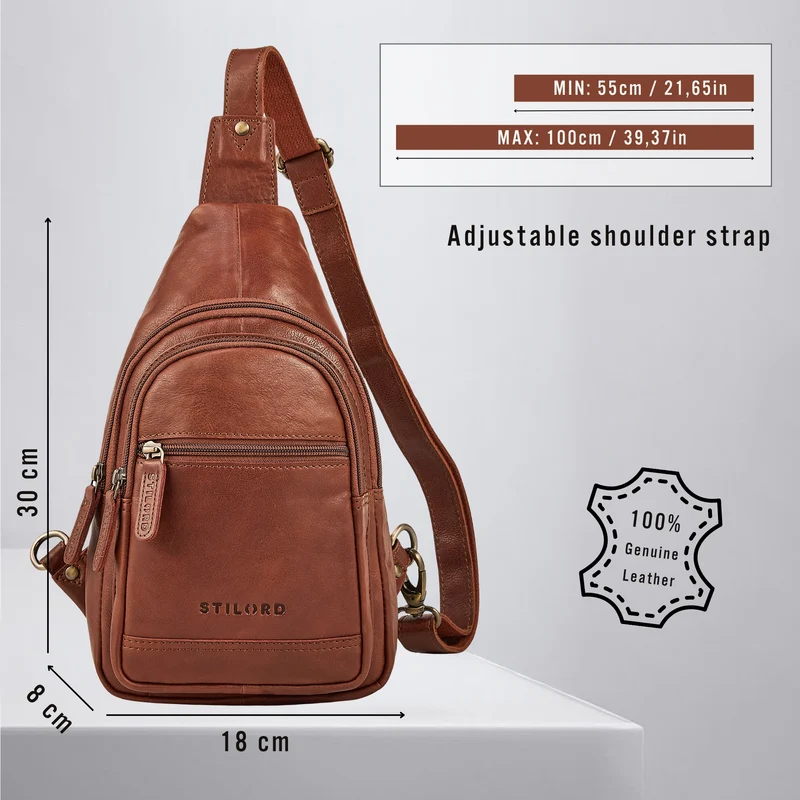 "Torino" Stylishe Sling Bag Herren Leder Crossbody Bab für Tablet 8,3 Zoll