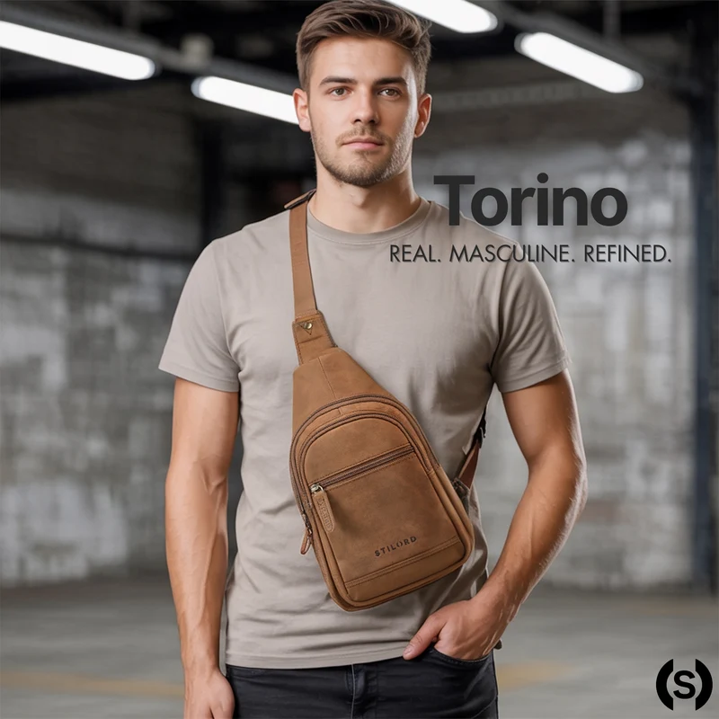 "Torino" Stylishe Sling Bag Herren Leder Crossbody Bab für Tablet 8,3 Zoll