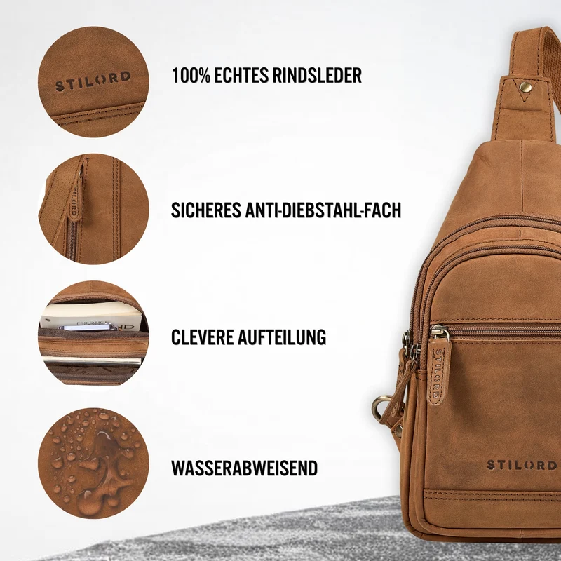 "Torino" Stylishe Sling Bag Herren Leder Crossbody Bab für Tablet 8,3 Zoll