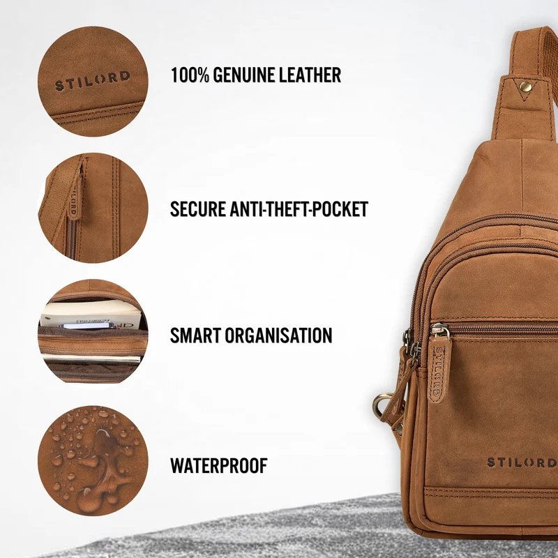 "Torino" Stylishe Sling Bag Herren Leder Crossbody Bab für Tablet 8,3 Zoll
