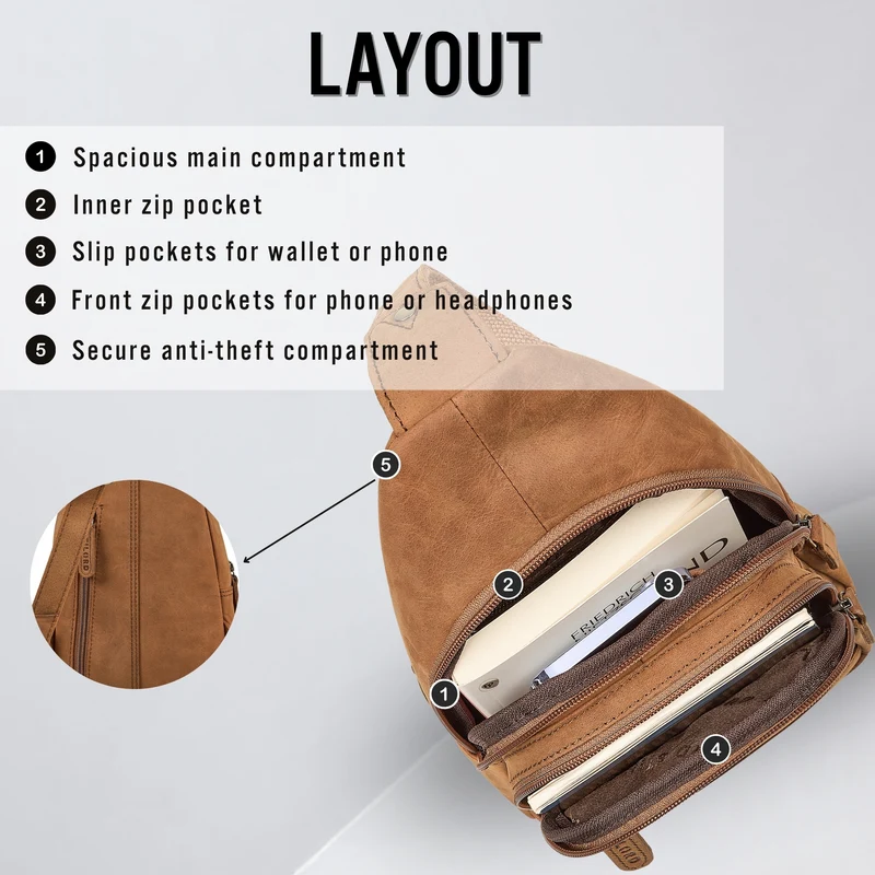 "Torino" Stylishe Sling Bag Herren Leder Crossbody Bab für Tablet 8,3 Zoll
