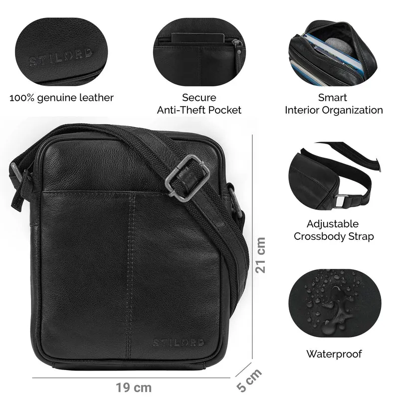 "Nilo" Elegante Umhängetasche Herren Klein Leder für Tablet 8,3 Zoll