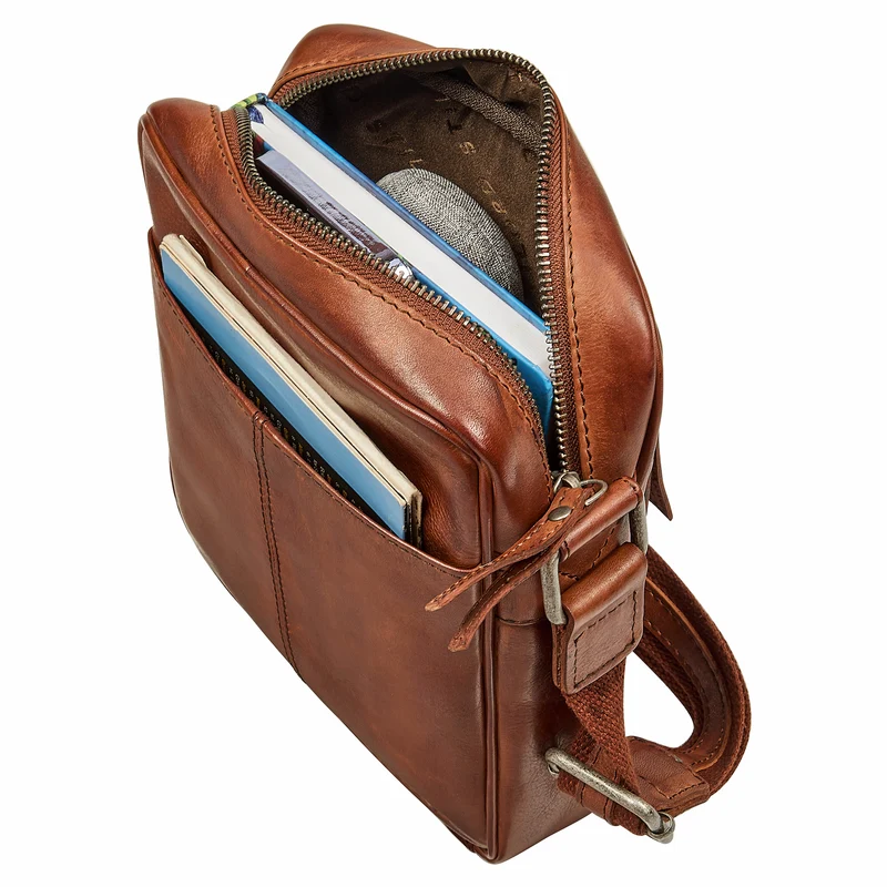 "Nilo" Elegante Umhängetasche Herren Klein Leder für Tablet 8,3 Zoll