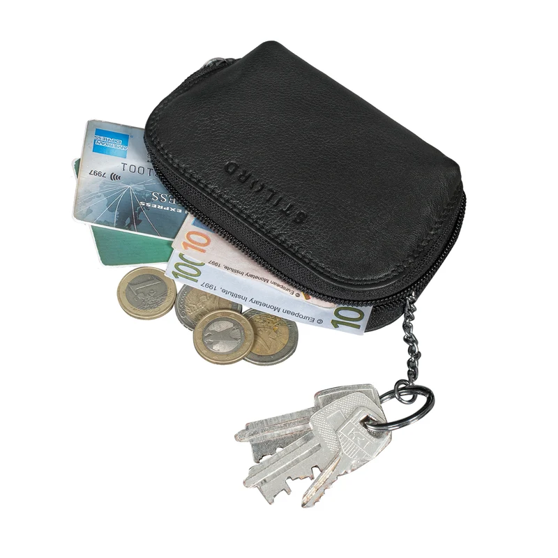 "Junis" Edle Echtleder Schlüsseltasche mit RFID, Münzfach, Geschenkbox