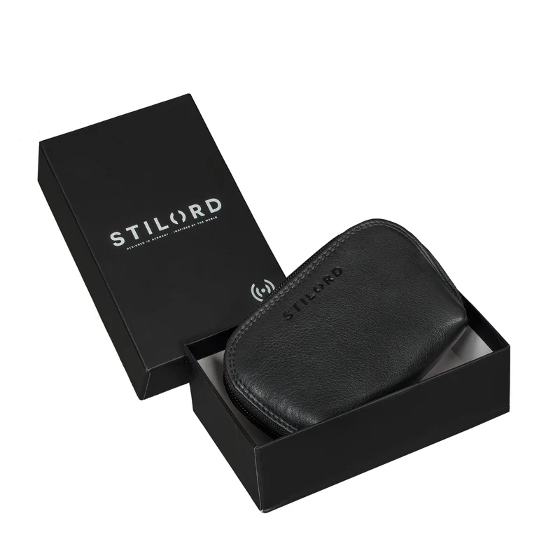 "Junis" Edle Echtleder Schlüsseltasche mit RFID, Münzfach, Geschenkbox