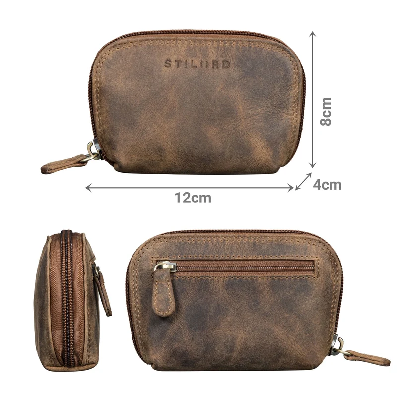 "Junis" Edle Echtleder Schlüsseltasche mit RFID, Münzfach, Geschenkbox