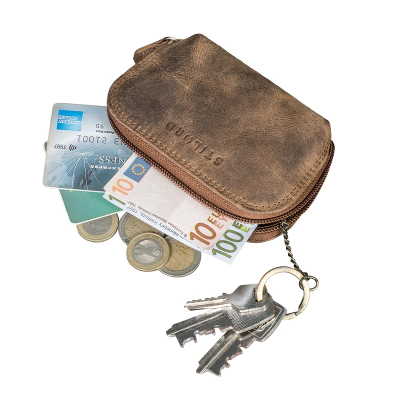 "Junis" Edle Echtleder Schlüsseltasche mit RFID, Münzfach, Geschenkbox