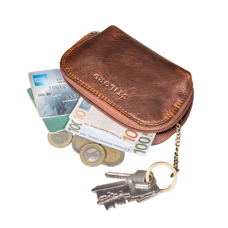 "Junis" Edle Echtleder Schlüsseltasche mit RFID, Münzfach, Geschenkbox