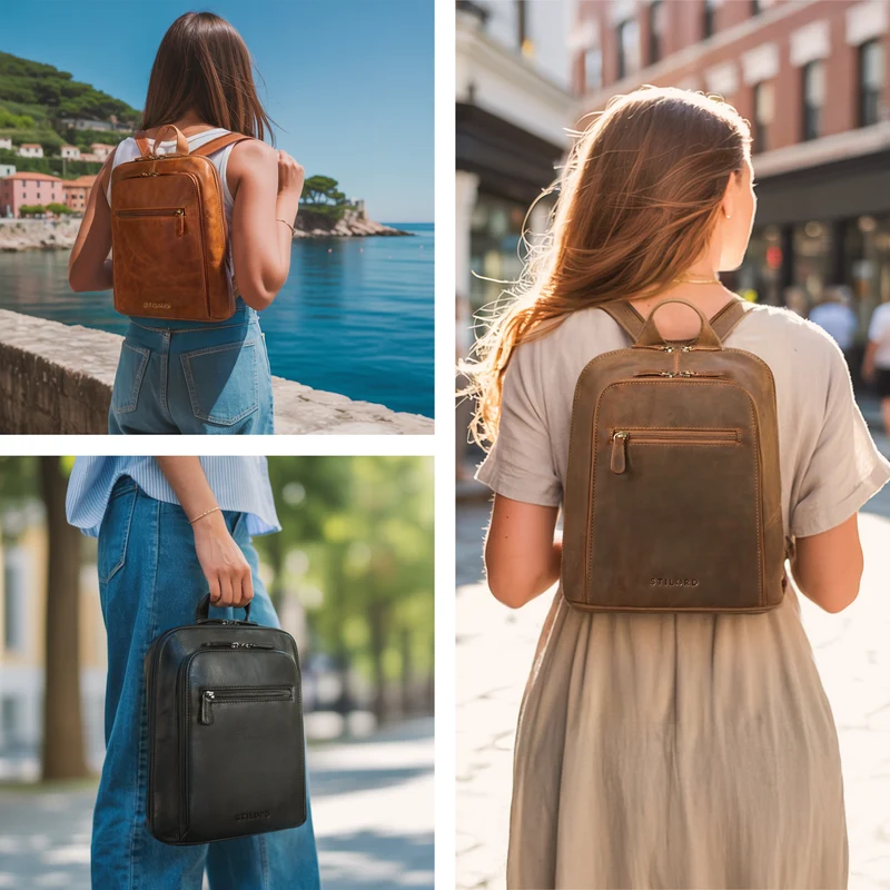 "Millie" Kleiner Echtleder City Rucksack für Damen