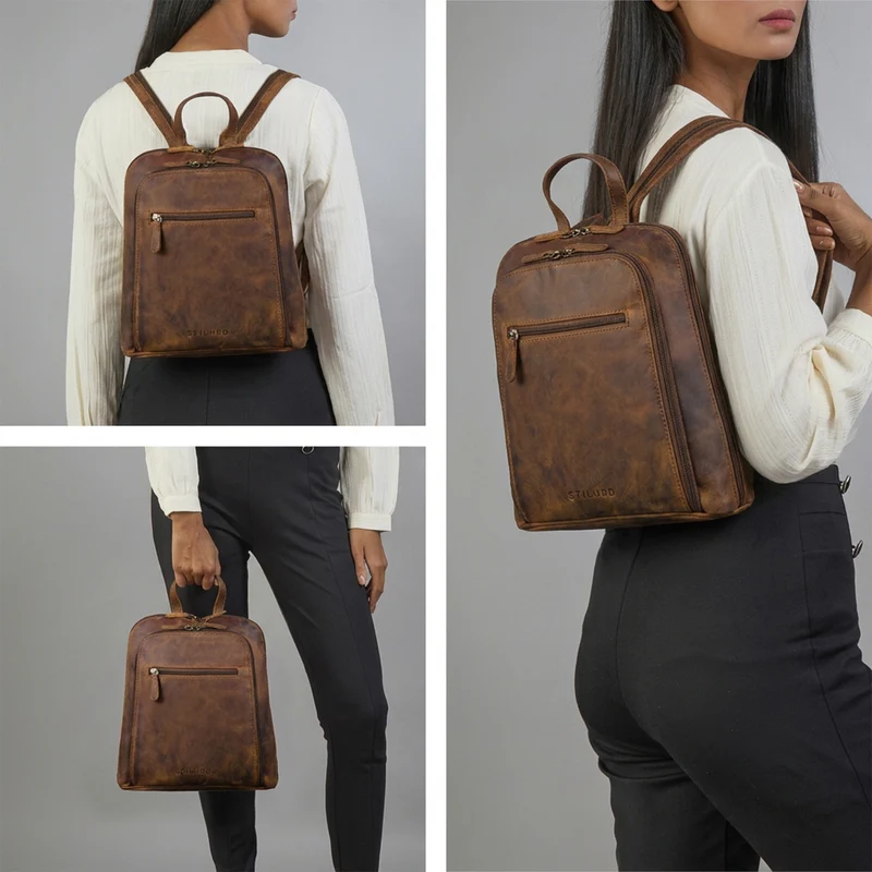 "Millie" Kleiner Echtleder City Rucksack für Damen