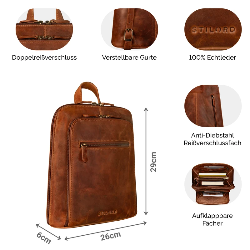 "Millie" Kleiner Echtleder City Rucksack für Damen