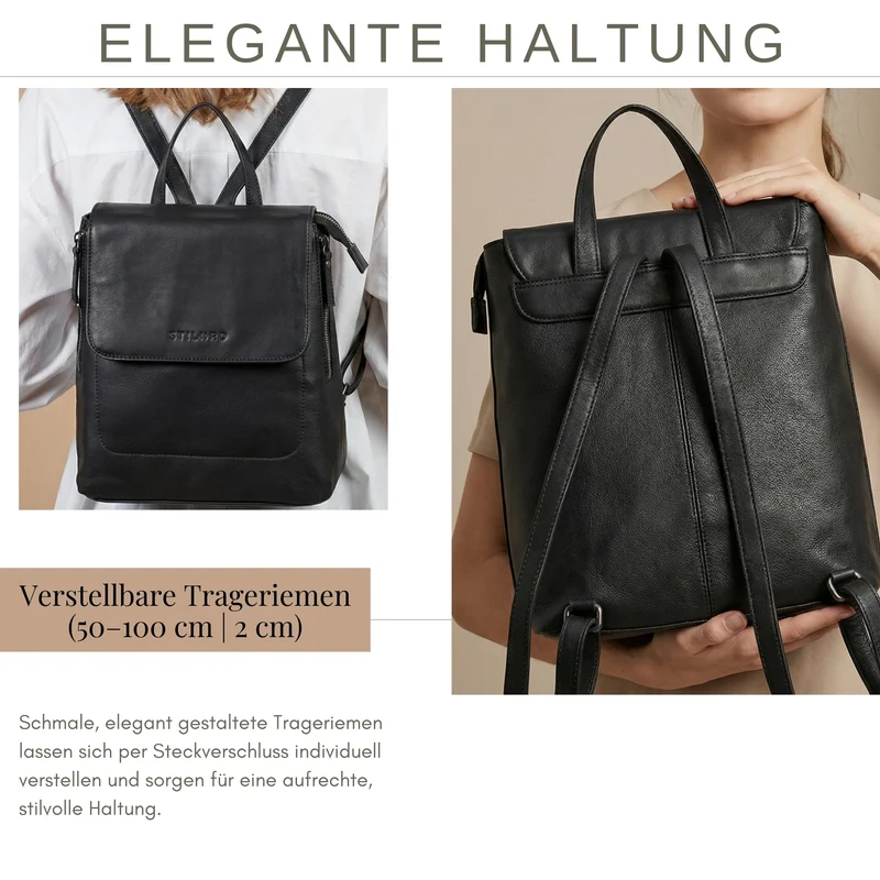 "Anisa" Kleiner Rucksack Damen Leder mit vielen Fächern