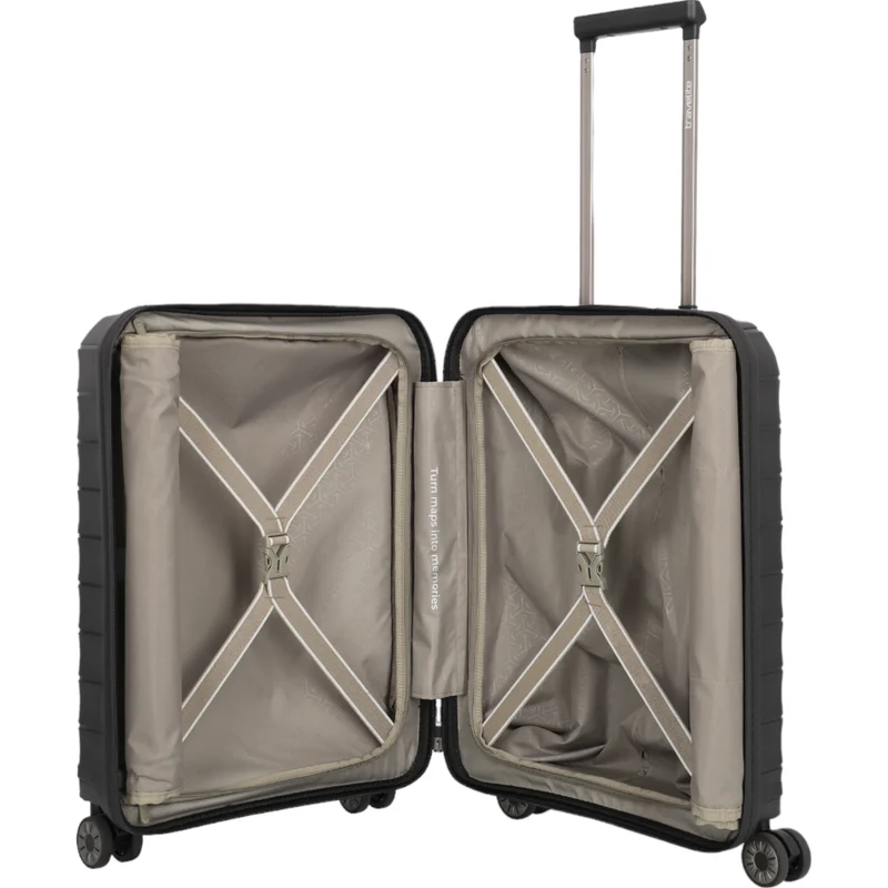 Travelite Mooby 4-Rollen-Handgepäcktrolley mit Vortasche 55 cm -Schwarz