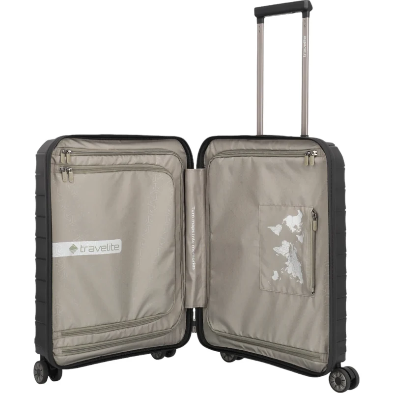 Travelite Mooby 4-Rollen-Handgepäcktrolley mit Vortasche 55 cm -Schwarz
