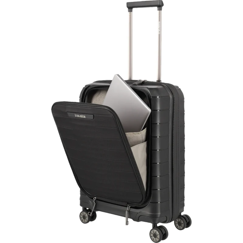 Travelite Mooby 4-Rollen-Handgepäcktrolley mit Vortasche 55 cm -Schwarz