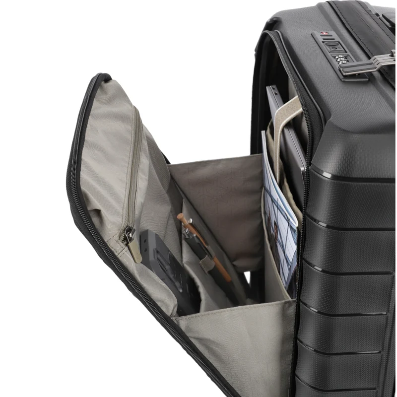 Travelite Mooby 4-Rollen-Handgepäcktrolley mit Vortasche 55 cm -Schwarz
