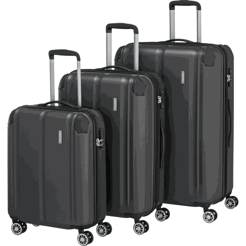 Travelite City 4-Rollen Kofferset 3tlg. L/M/S -Anthrazit