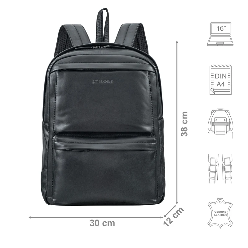 "Erin" Großer Lederrucksack Herren & Damen für Laptop 15 - 16 Zoll
