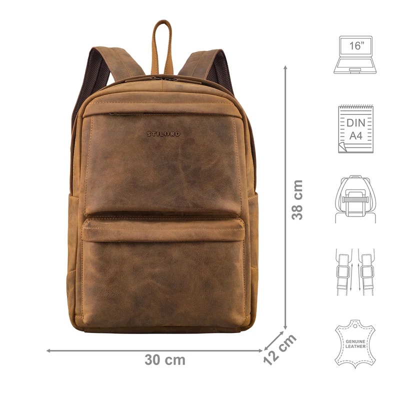 "Erin" Großer Lederrucksack Herren & Damen für Laptop 15 - 16 Zoll