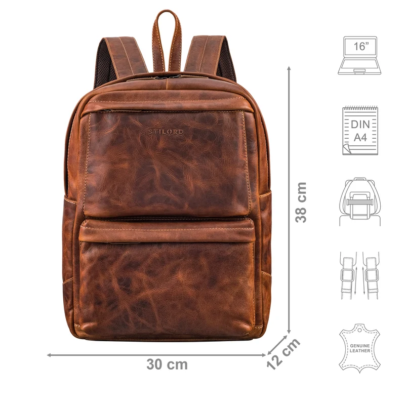 "Erin" Großer Lederrucksack Herren & Damen für Laptop 15 - 16 Zoll