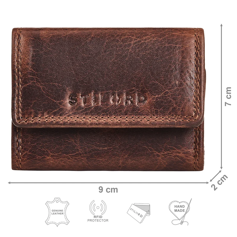 "London" Mini Portemonnaie Damen Klein Leder Geldbörse Herren RFID